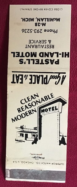 Bear Den Grocery and Motel (Hi-Land Motel & Restaurant, Hi-Land Motel) - Matchbook (newer photo)